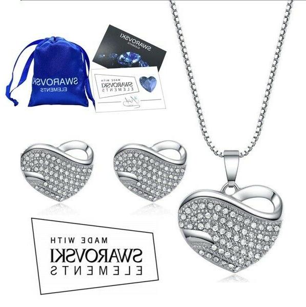 collana donna orecchini cuore cristalli swarovski elements