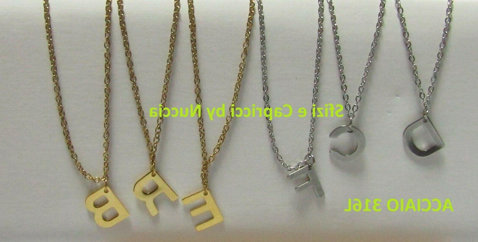 collana donna uomo acciaio 316l alfabeto lettera