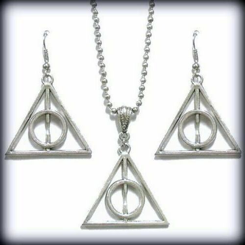 collana e orecchini triangolo deathly hallows harry