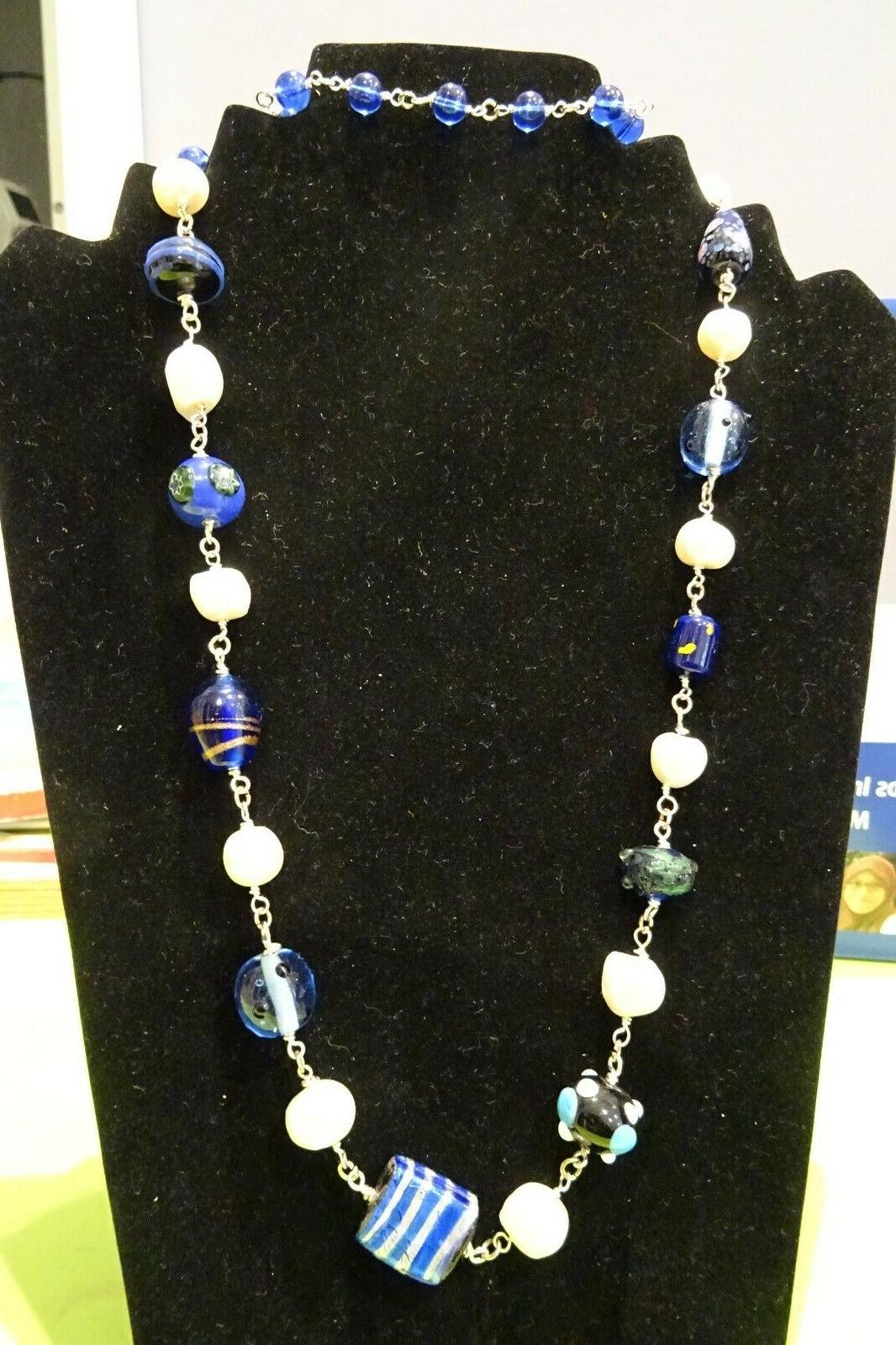collana lunga con perle barocche e murrine