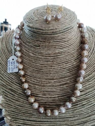 collana orecchini rosa perle vere naturali mm