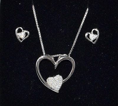 completo donna cuori collana orecchini in argento