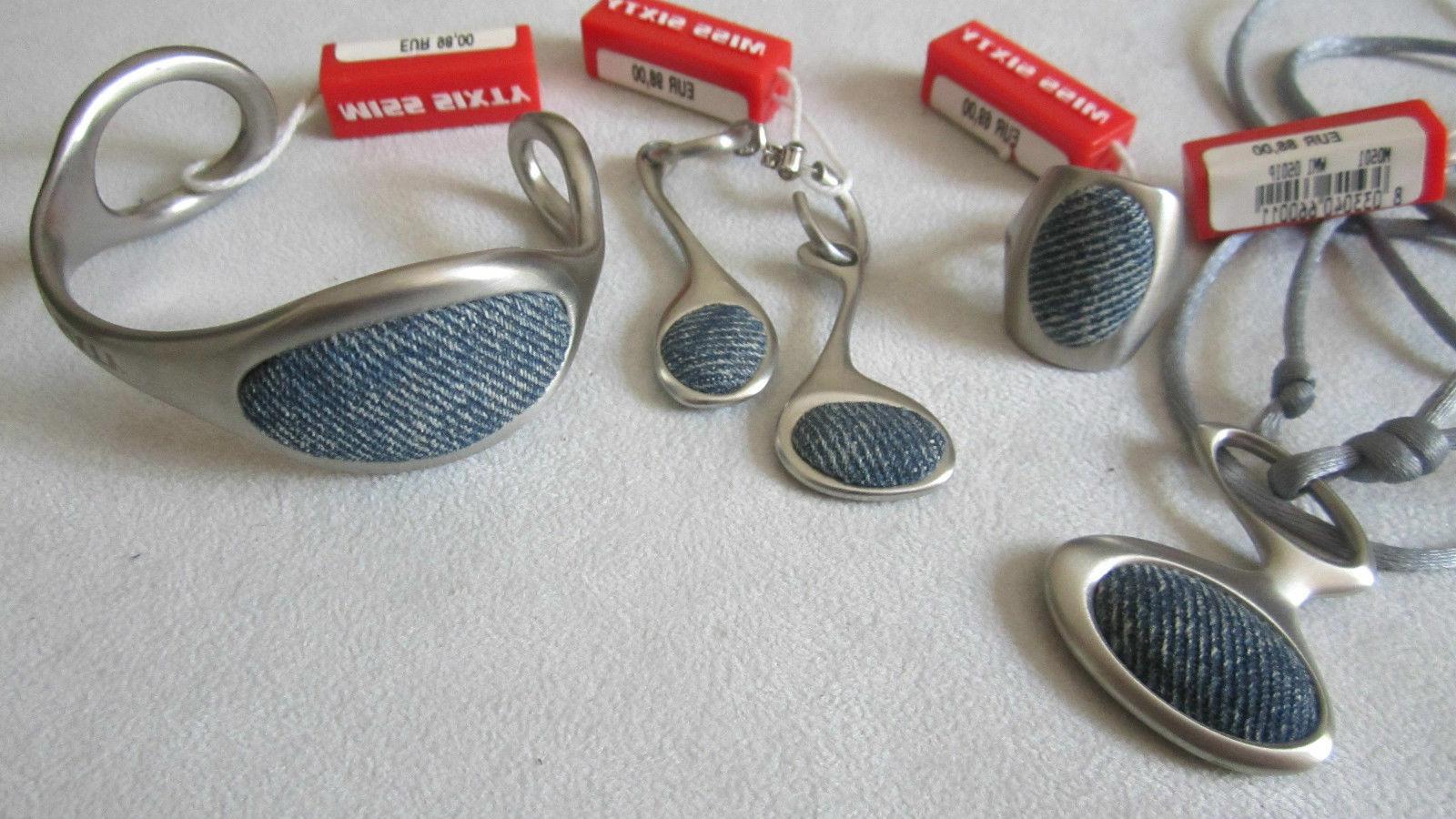 completo jeans orecchini bracciale anello pendente