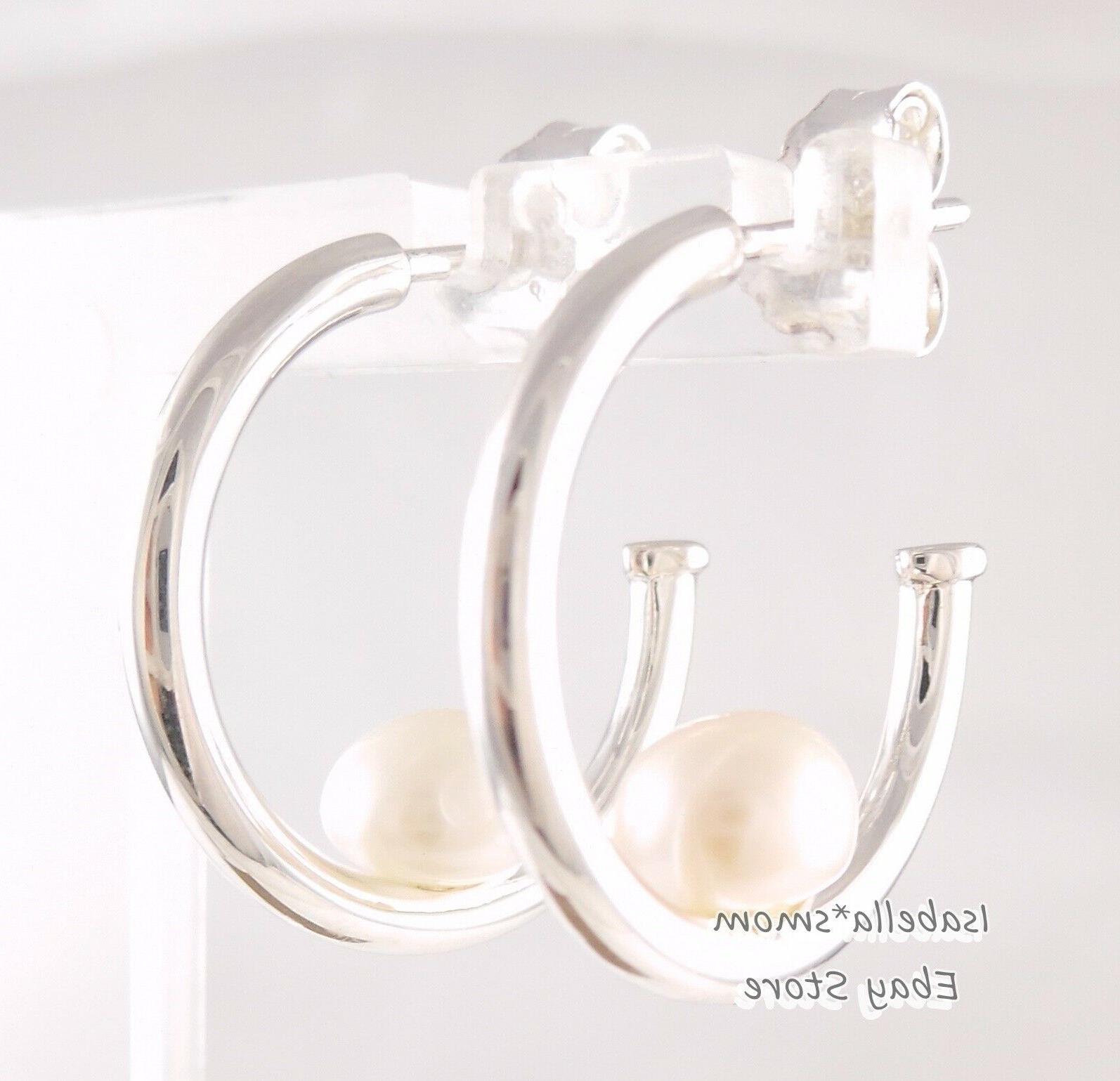 contemporaneo perle autentico orecchini argento cerchi 29752