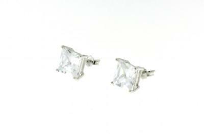 coppia orecchini argento 925 stud diamante quadrato