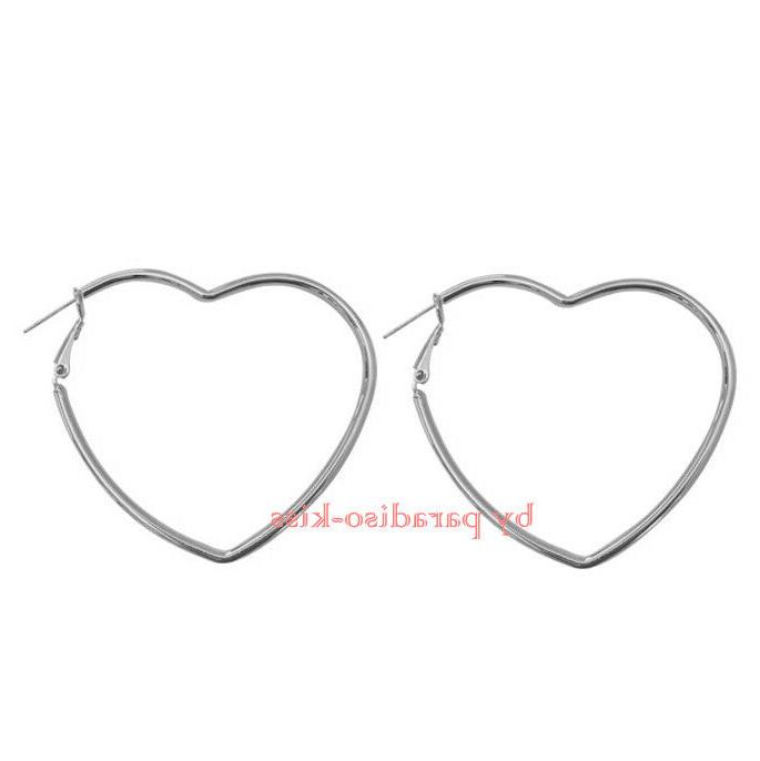 coppia orecchini donna cerchie cerchio cuore grande