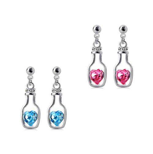 coppia orecchini donna punto luce pendenti bottiglia