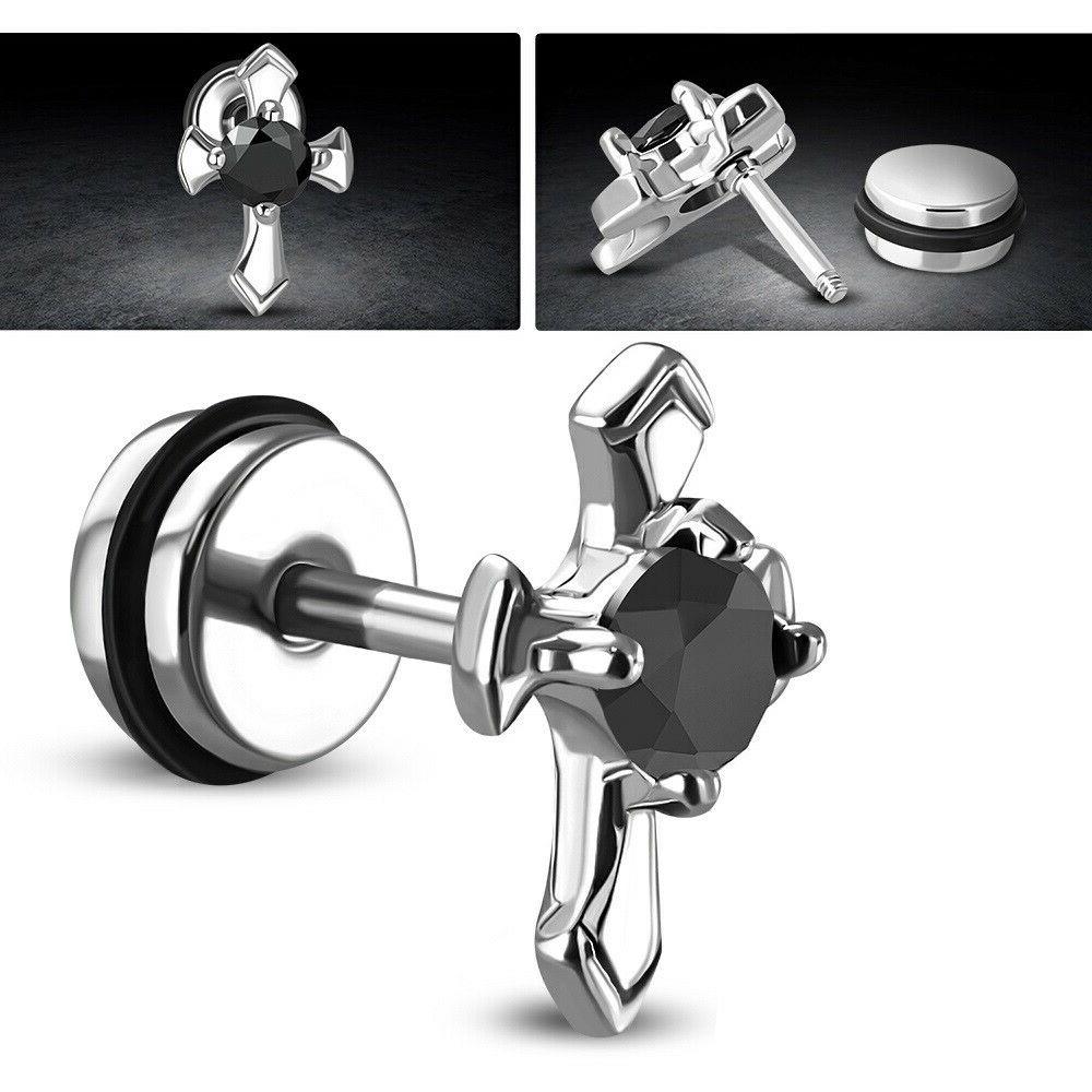 coppia orecchini finto piercing uomo acciaio pulce