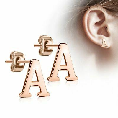 coppia orecchini lettere dell alfabeto oro rosa