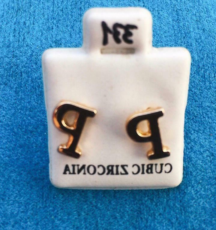 coppia orecchini lettere iniziali p