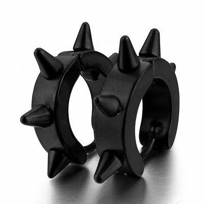 coppia orecchini uomo acciaio foto nero punk