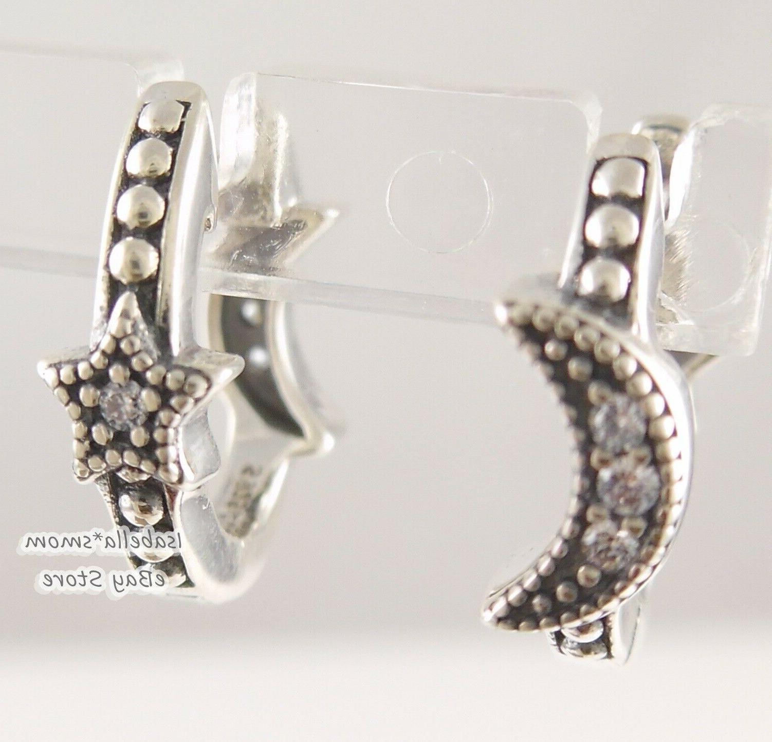 crescent luna and stars autentico argento perline