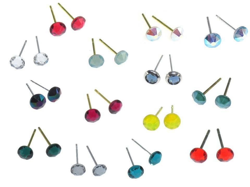 cristallo swarovski orecchini a lobo rotondo 5mm