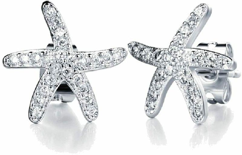 crystals from swarovski bianco stelle marine orecchini
