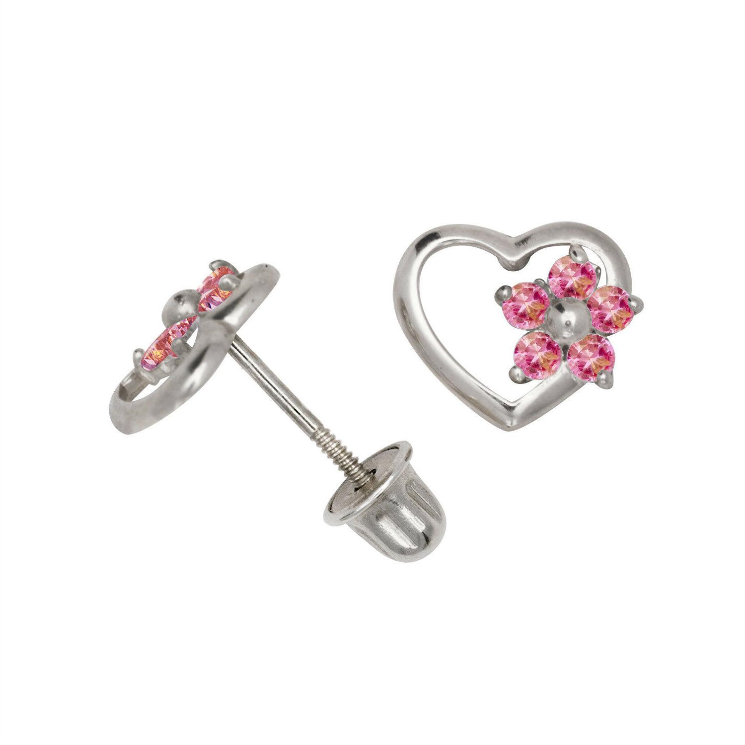 cuore and fiore zaffiro rosa bambino orecchini