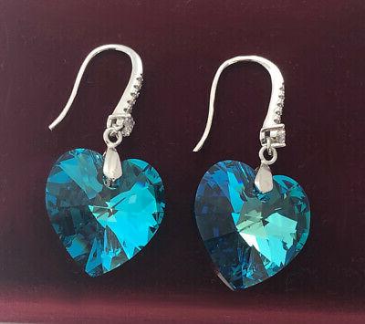 cuore orecchini pendente con swarovski zirconia argento