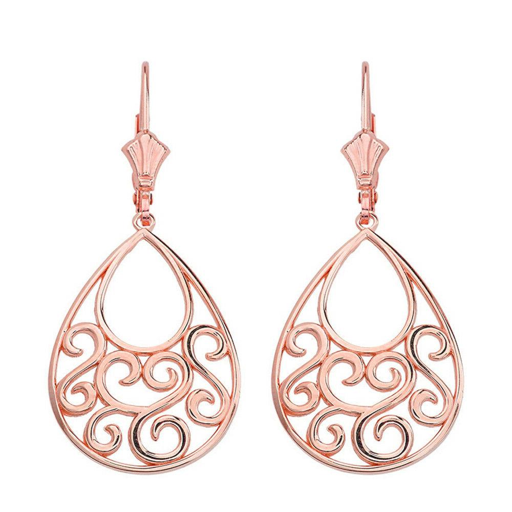 delicato 14k oro rosa filigrana lacrima albero