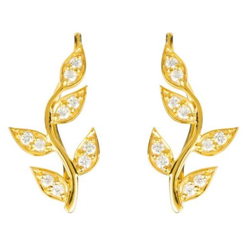diamante foglia fiore orecchini ear cuff scalatore