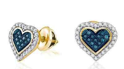 diamante orecchini 10k oro giallo blu e