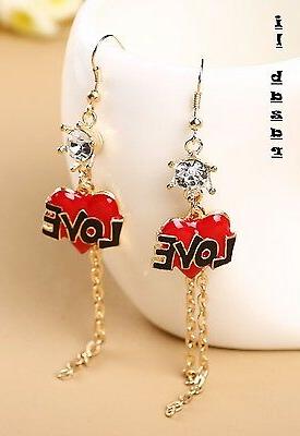 diamond cuore strass donna scritta love orecchini