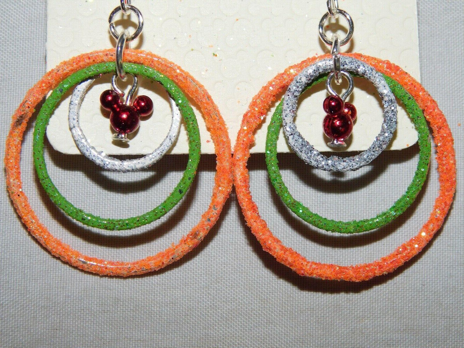 disney topolino pesca verde argento glitter orecchini