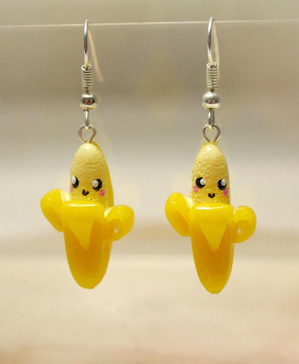 dolce banane orecchini pendenti banana viso manga