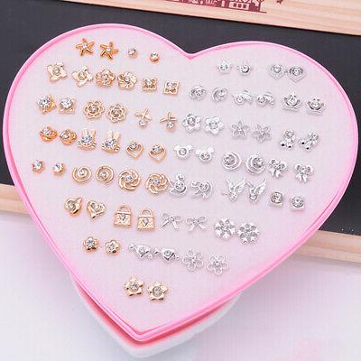 donna 36pairs set orecchini a lobo strass