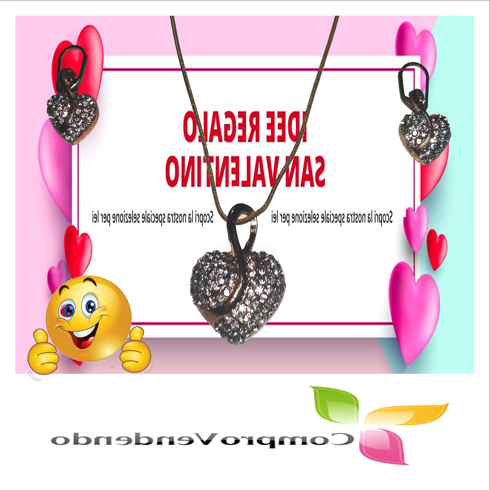 donna collana cuore orecchini in simil oro