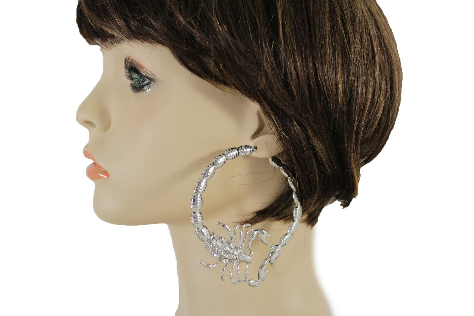 donna grande cerchio metallo argento moda gioielli