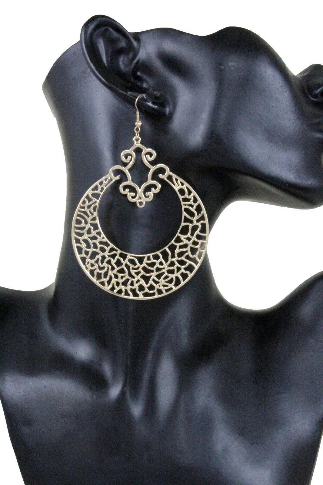 donna grande moda gancio orecchino set metallo