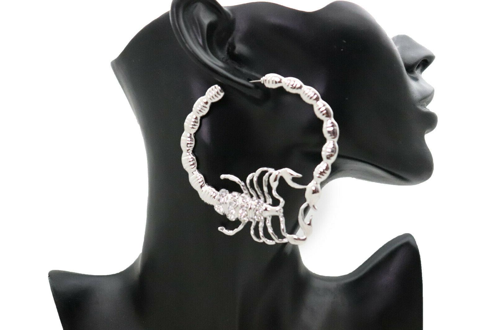 donna metallo argento moda gioielli scorpione bling