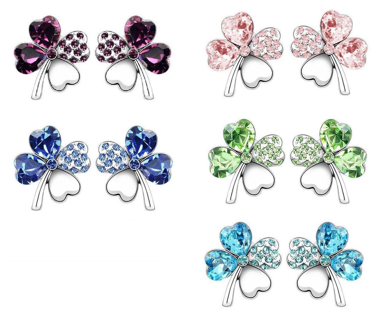 donna orecchini tappabuchi quadrifoglio crystal elements swa