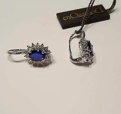 donna oro orecchini zaffiri e brillanti