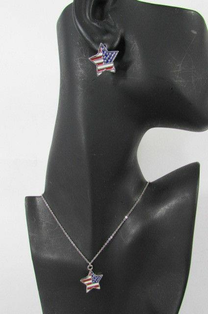 donna usa bandiera americana stars metallo argento