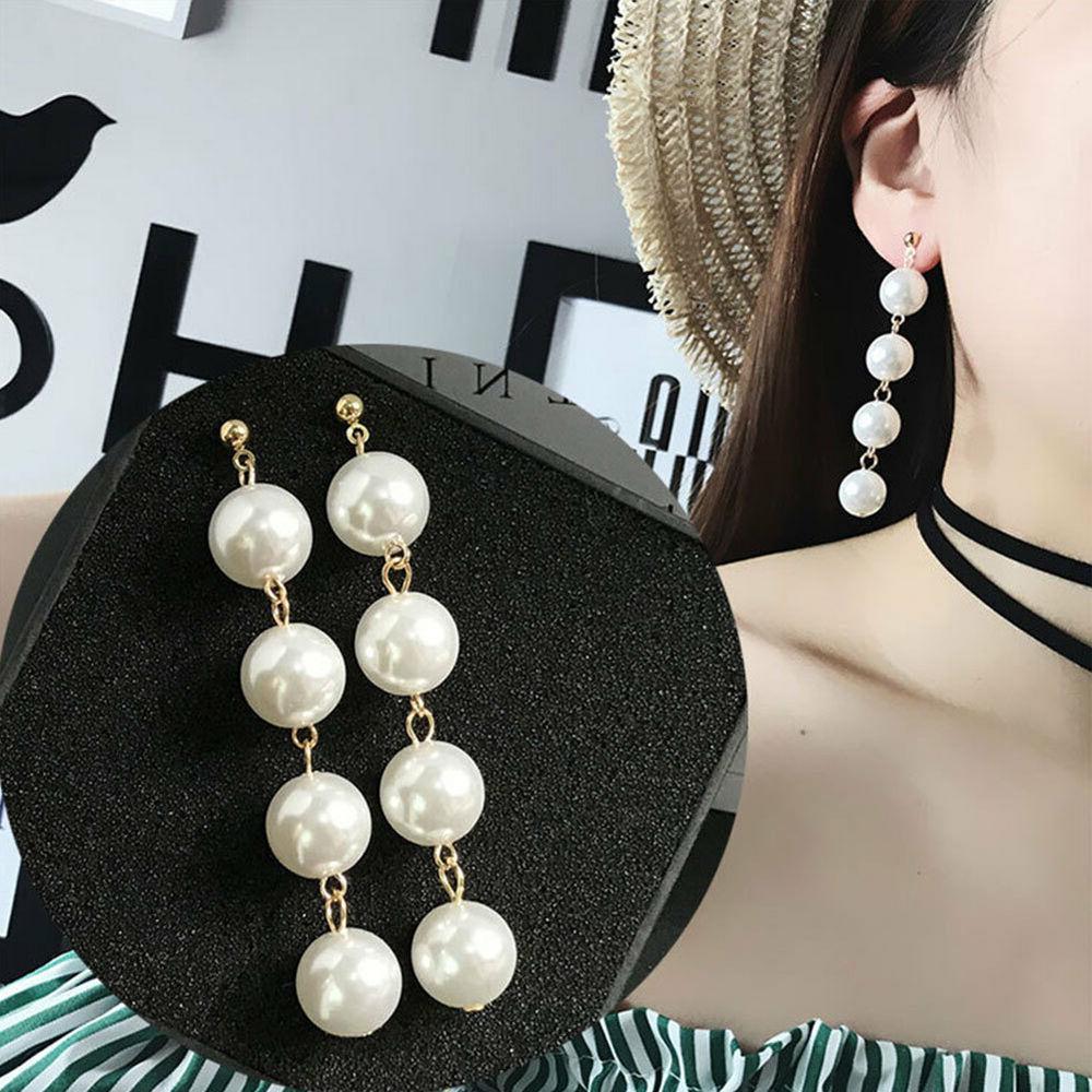 eg hk donna perle finte lungo orecchini