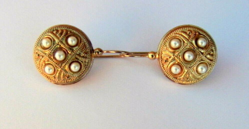 eleganti orecchini donna bottoni dorati perle stile