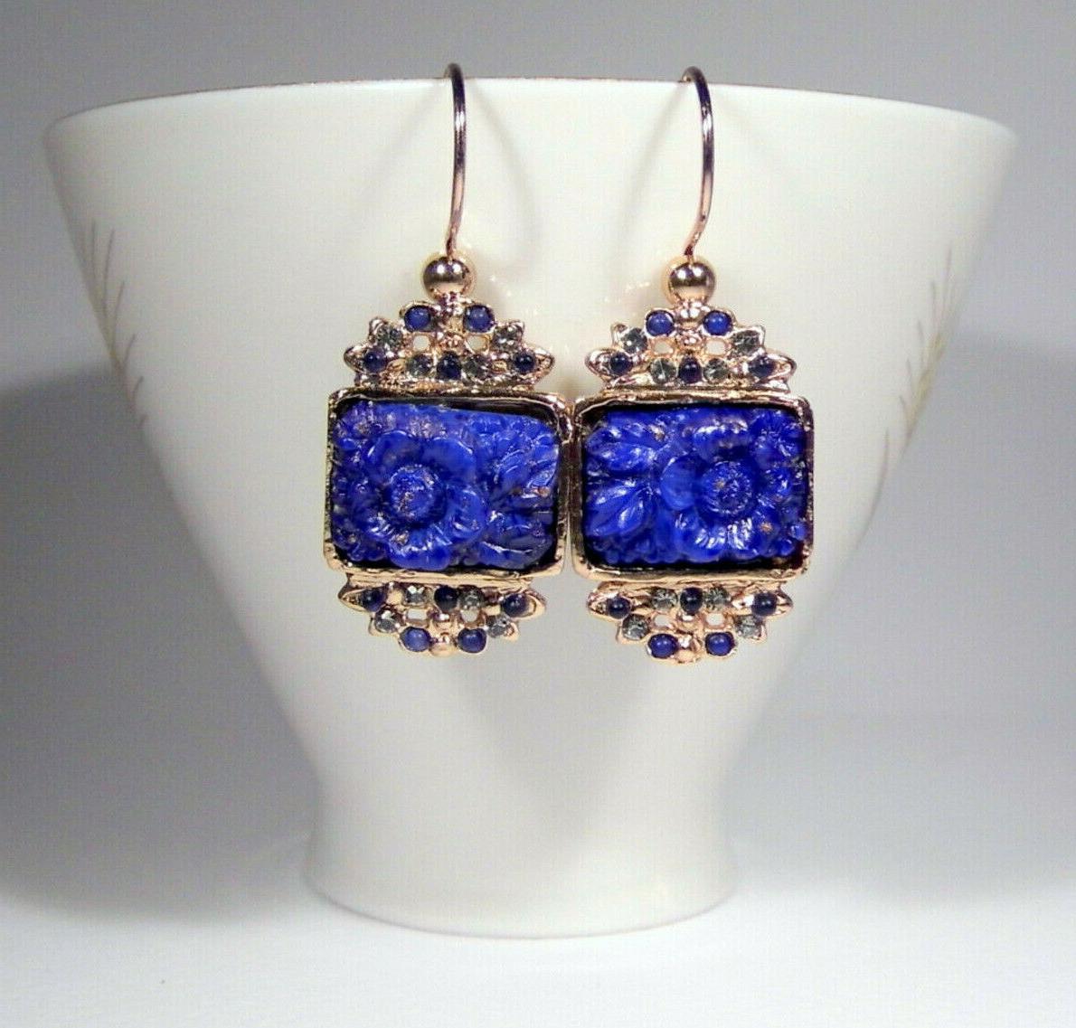 eleganti orecchini pendenti blu in stile bachelite