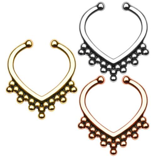 fake setto piercing anello clip on per