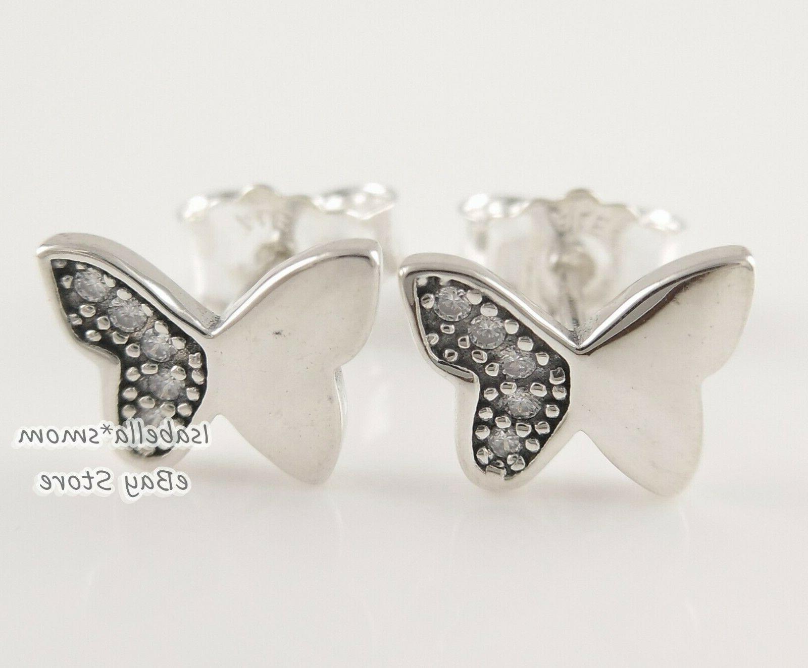 farfalla autentico argento zirconia orecchino 290693cz nuovo