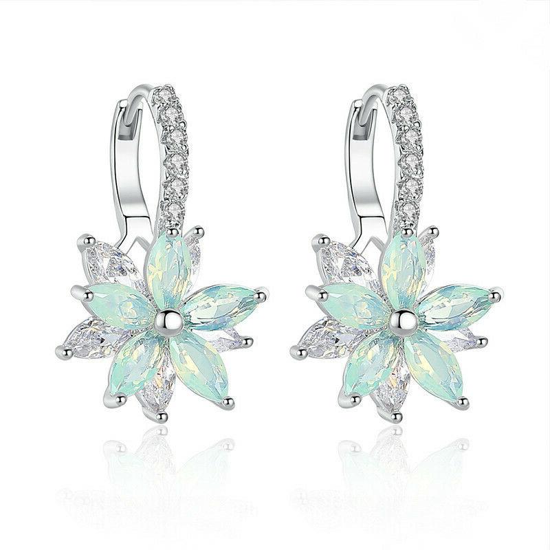 fashion flower zirconia silver women s earrings