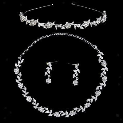 fiore di cristallo e foglie tiara wedding