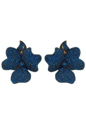 fiore grande massiccio orecchini a lobo blu