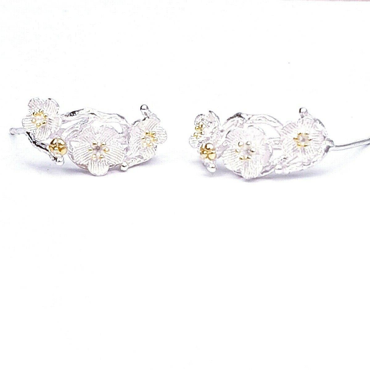 fiori di ciliegio orecchini paio argento sterling