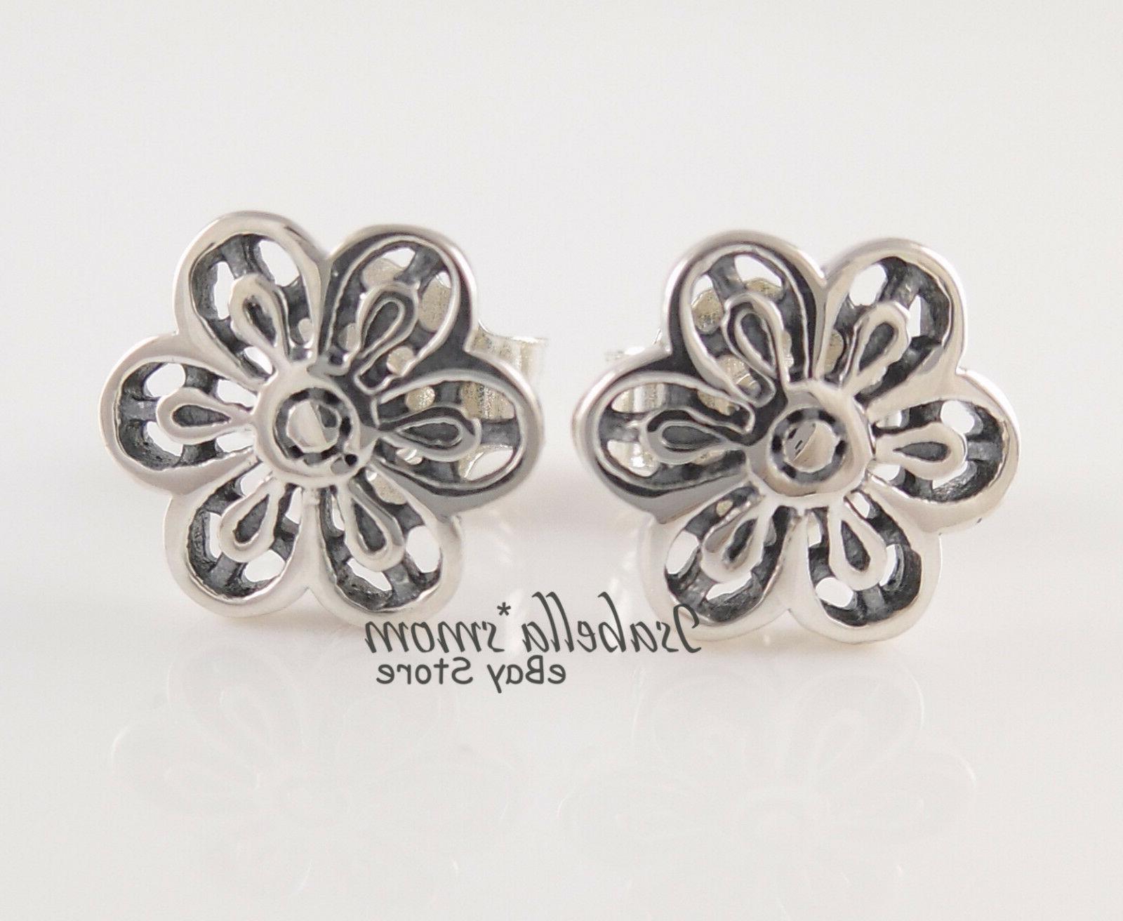 floreale margherita pizzo originale fiore argento orecchino