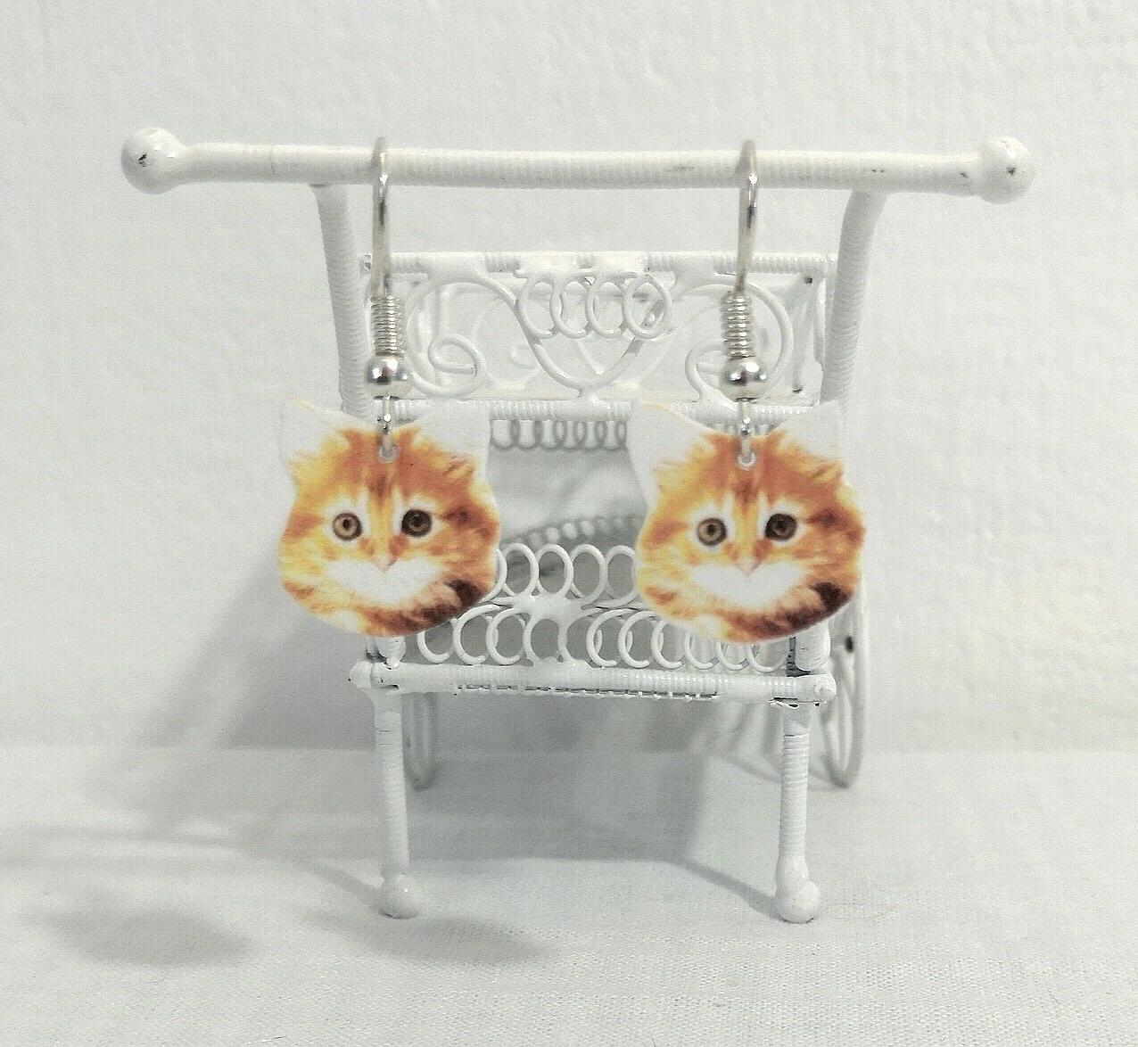 foto orecchini in resina pendenti ipoallergenici gatto