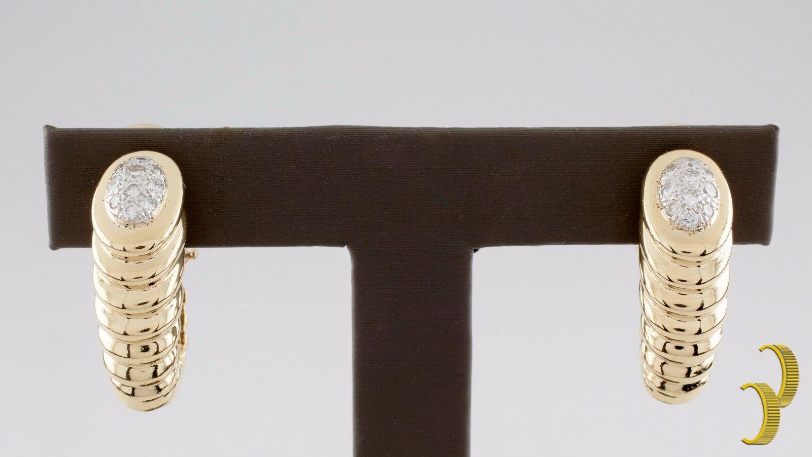 gamberetto vintage 18k oro giallo diamante orecchini