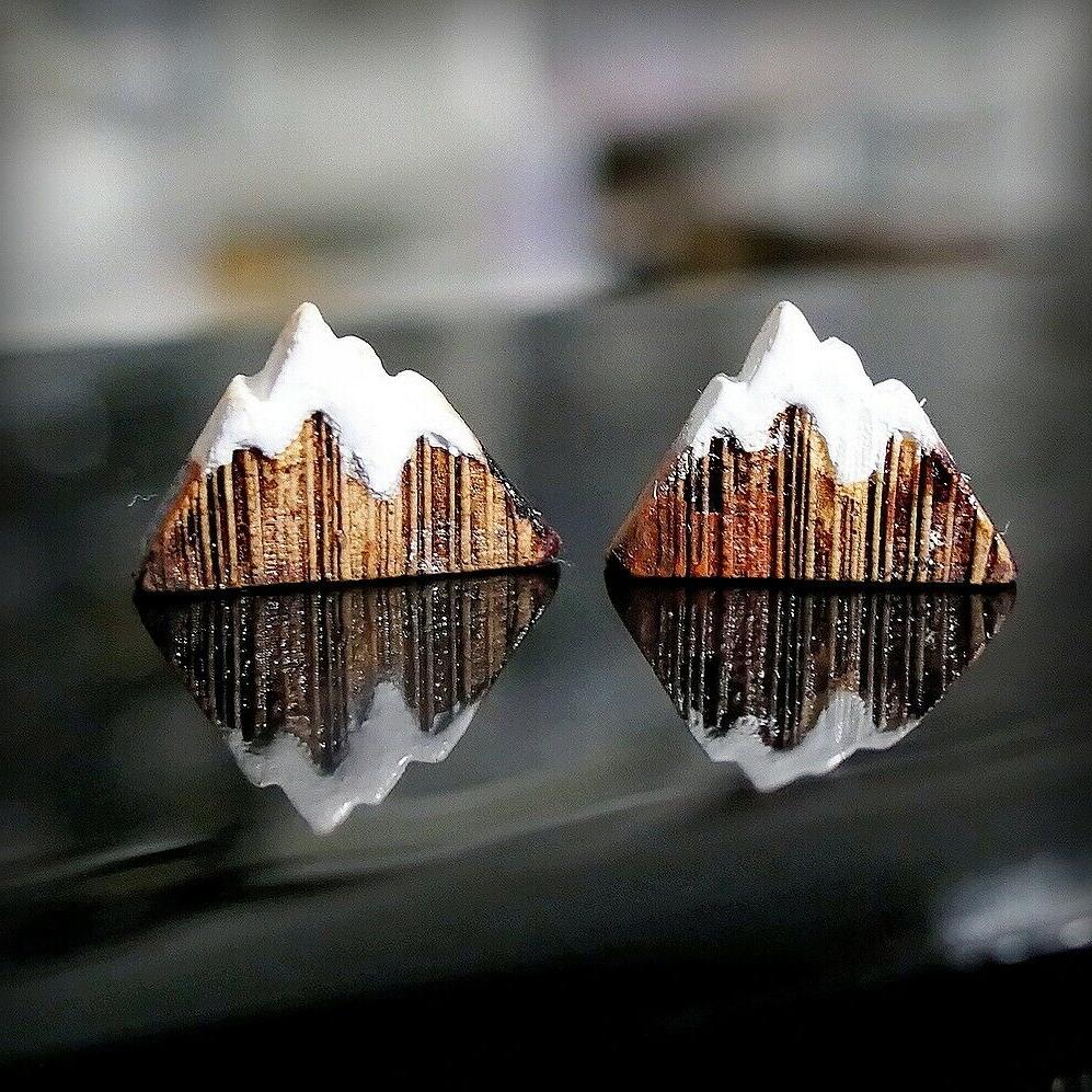 gebirge orecchini chiusura a farfalla simil legno