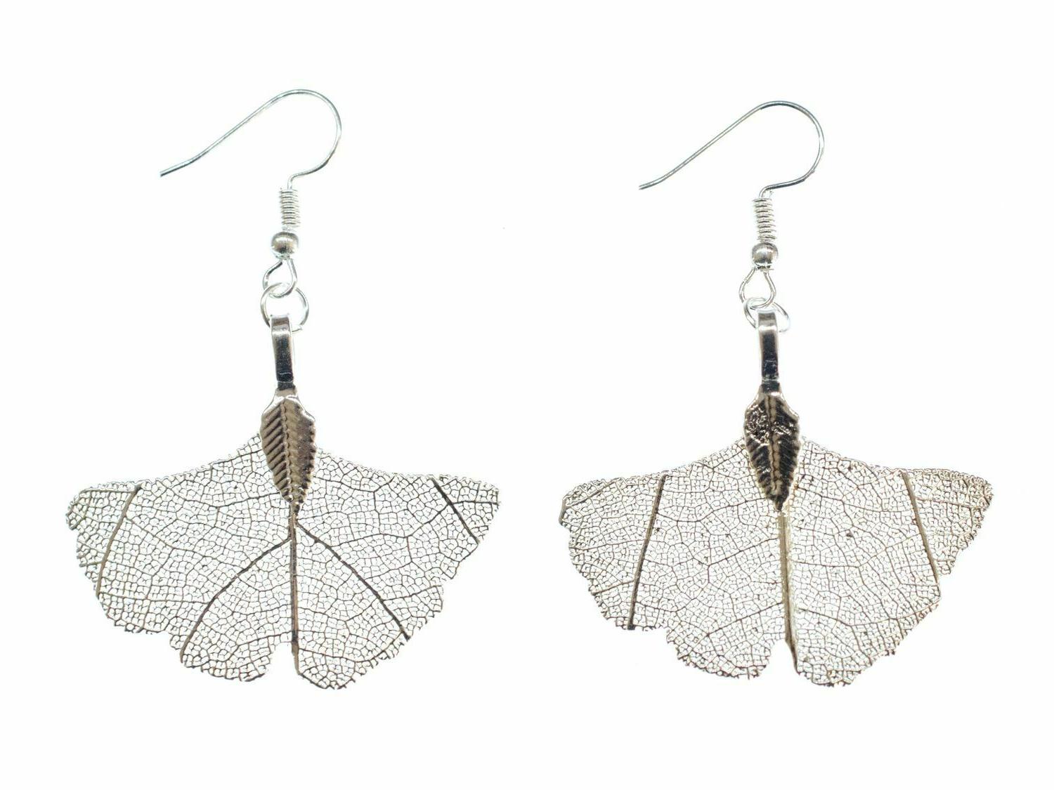 ginkgo blattskelett foglia orecchini miniblings pendente abe