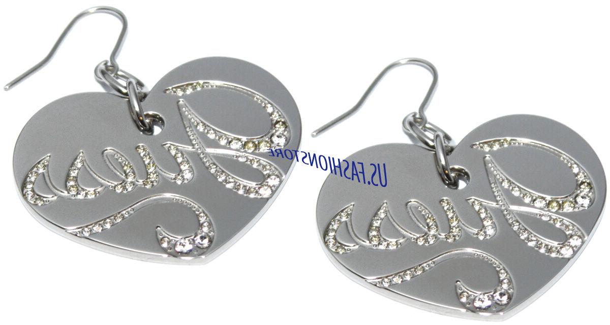 gioielli orecchini acciaio inox logo argento strass