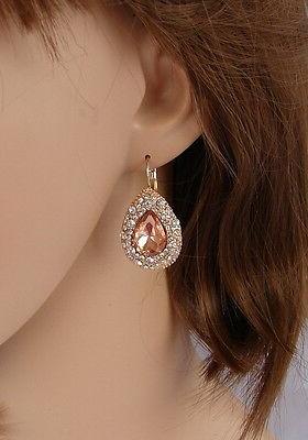 goccia orecchini oro pesca strass zircone cristalli